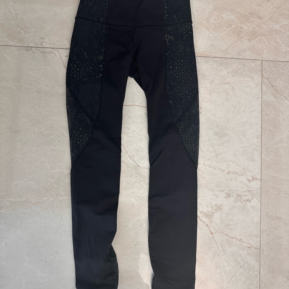 Lululemon Run In The Sun Tight Pant Black Mesh Size 2